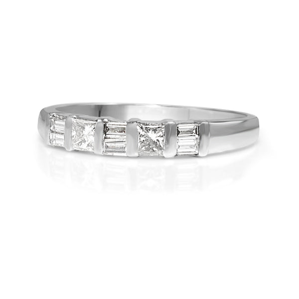 18ct White Gold Baguette and Princess Cut Diamond Band