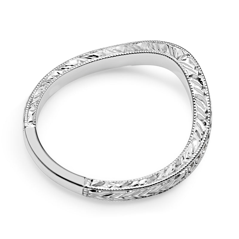 18ct White Gold Curved Diamond Band with Engraving