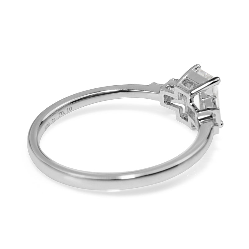 Platinum Emerald Cut Deco Style Diamond Ring