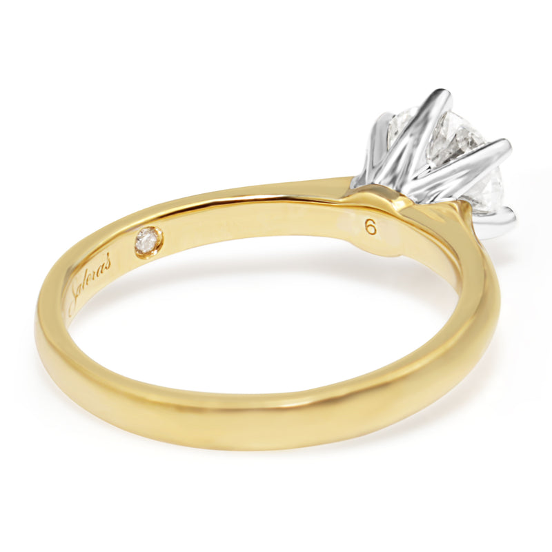 18ct Yellow and White Gold Diamond Solitaire Ring