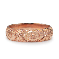 9ct Rose Gold Engraved Floral Band