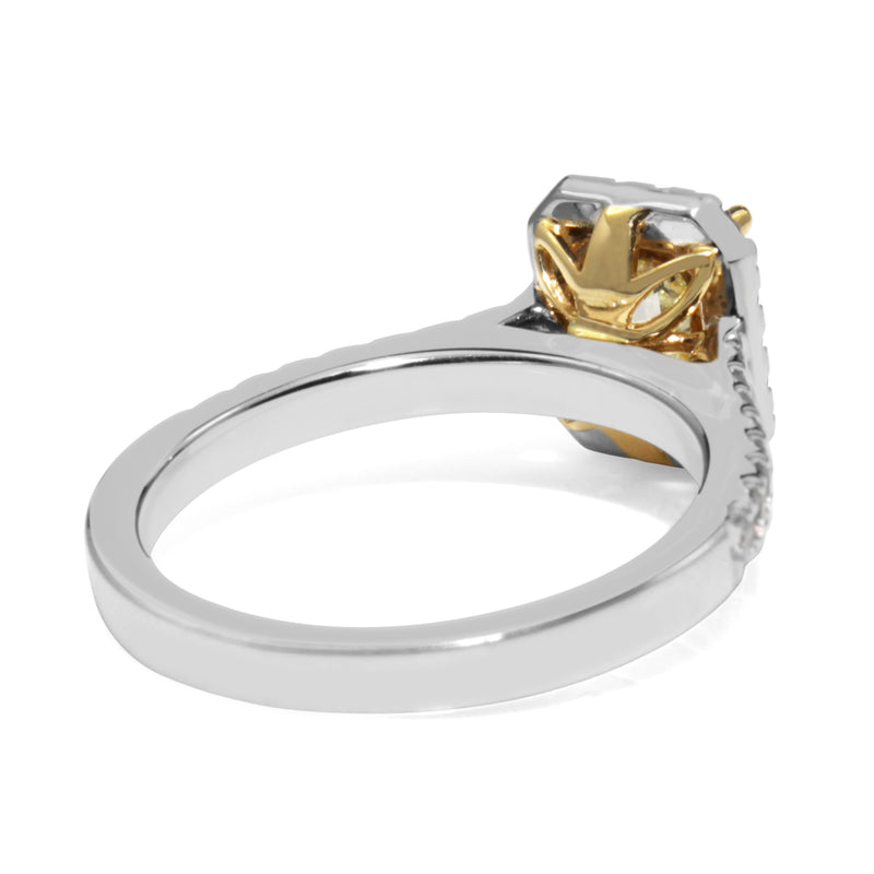 18ct Yellow Gold Yellow Diamond Halo Ring