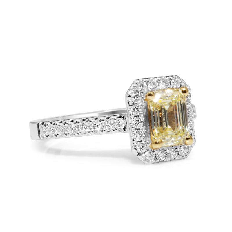 18ct Yellow Gold Yellow Diamond Halo Ring