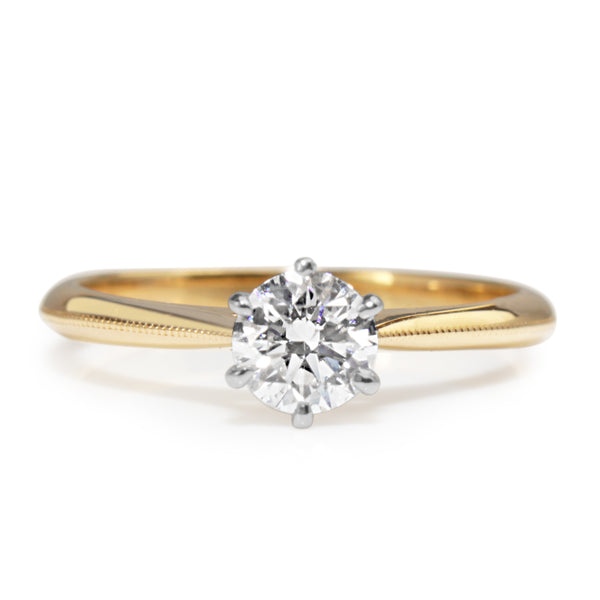 18ct Yellow and White Gold .50ct Diamond Solitaire ring