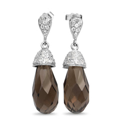 18ct White Gold Topaz and Diamond Drop Earrings