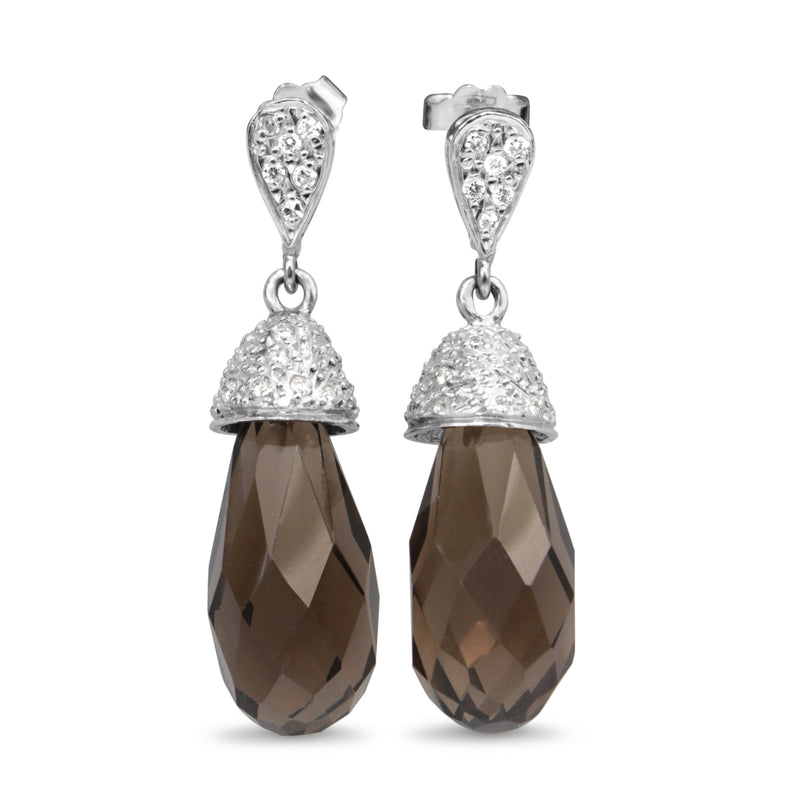 18ct White Gold Topaz and Diamond Drop Earrings