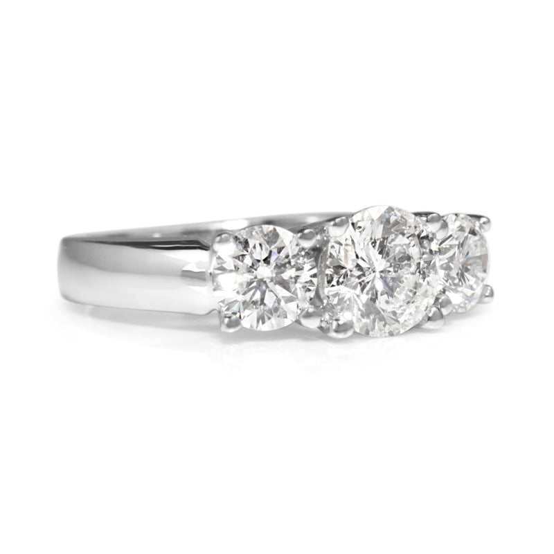 14ct White Gold 3 Stone Diamond Ring