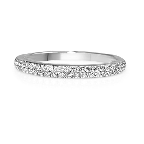 18ct White Gold Pavé Half Hoop Diamond Band