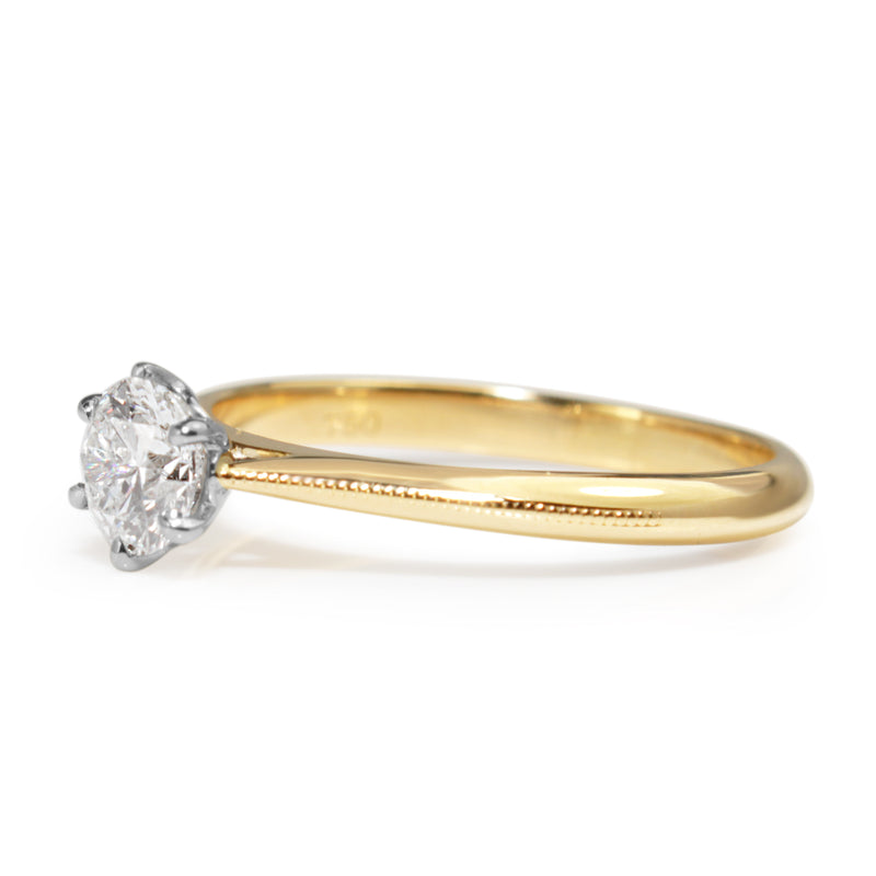 18ct Yellow and White Gold .50ct Diamond Solitaire ring