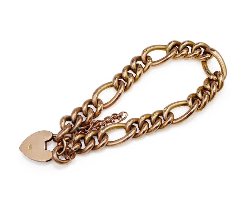 9ct Yellow and Rose Gold Antique 'Day and Night' Curb Link Bracelet