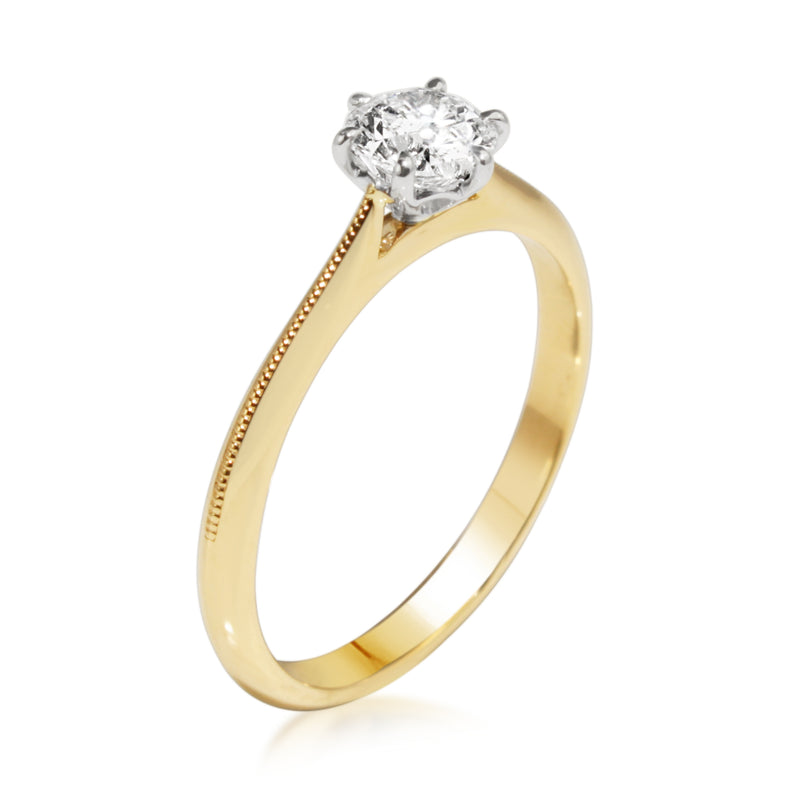 18ct Yellow and White Gold .50ct Diamond Solitaire ring