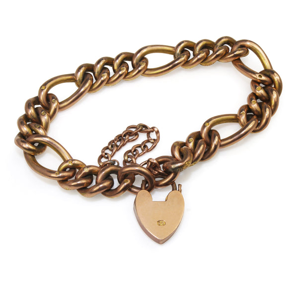 9ct Yellow and Rose Gold Antique 'Day and Night' Curb Link Bracelet