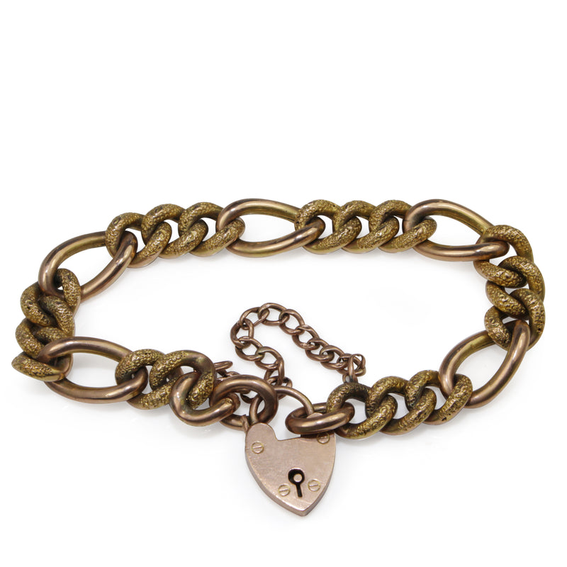9ct Yellow and Rose Gold Antique 'Day and Night' Curb Link Bracelet