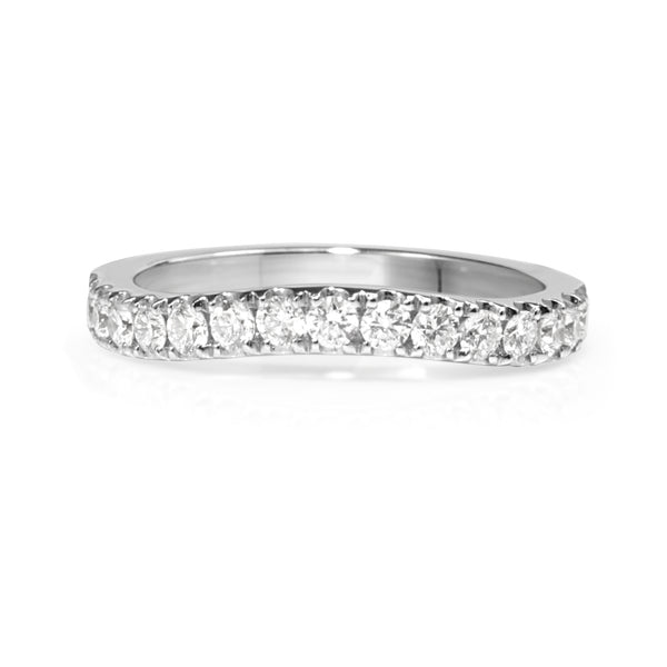 18ct White Gold Curved Diamond Half Hoop Band