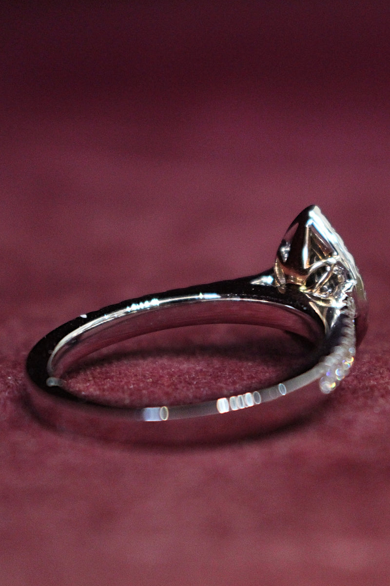 18ct White and Rose Gold Pink and White Diamond Pear Halo Ring