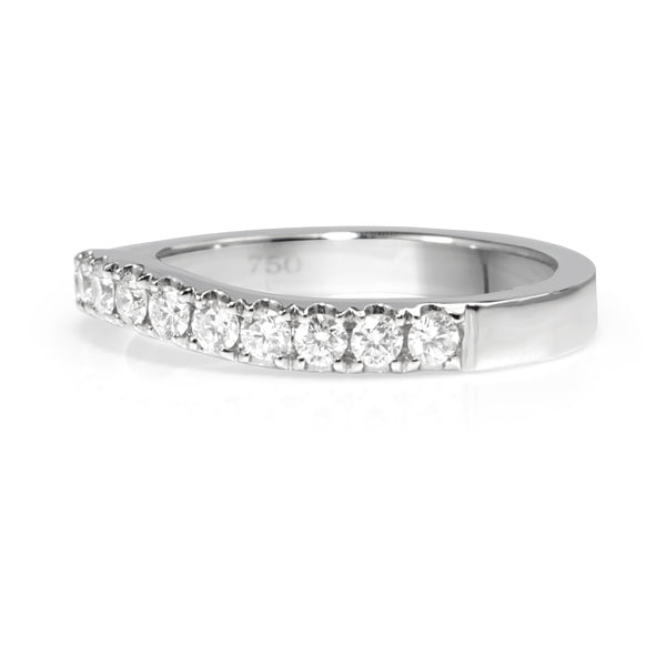 18ct White Gold Curved Diamond Half Hoop Band