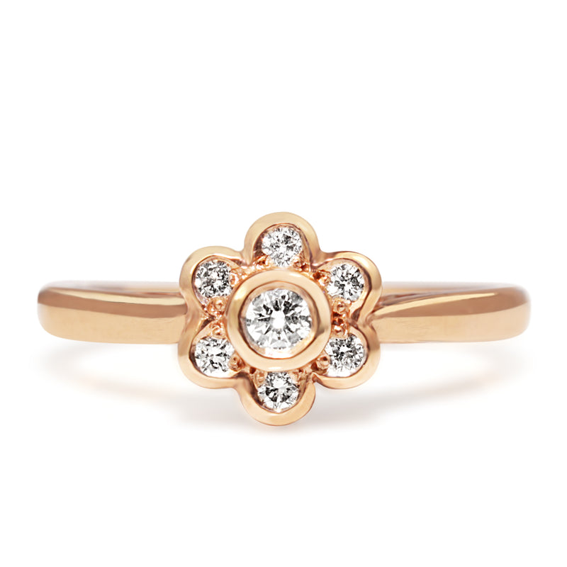 9ct Rose Gold Diamond Daisy / Flower Ring