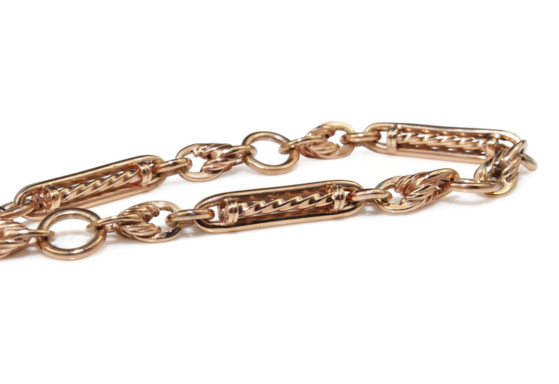 9ct Rose Gold Antique Style 'Prince of Wales' Bracelet with Heart Padlock