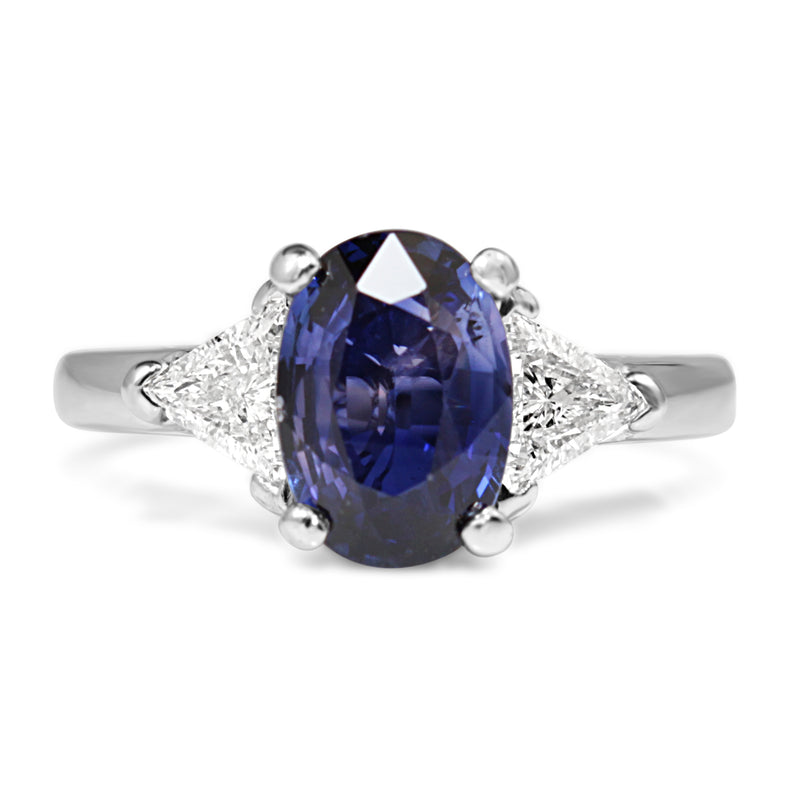 14ct White Gold Purple / Blue Sapphire and Diamond 3 Stone Ring