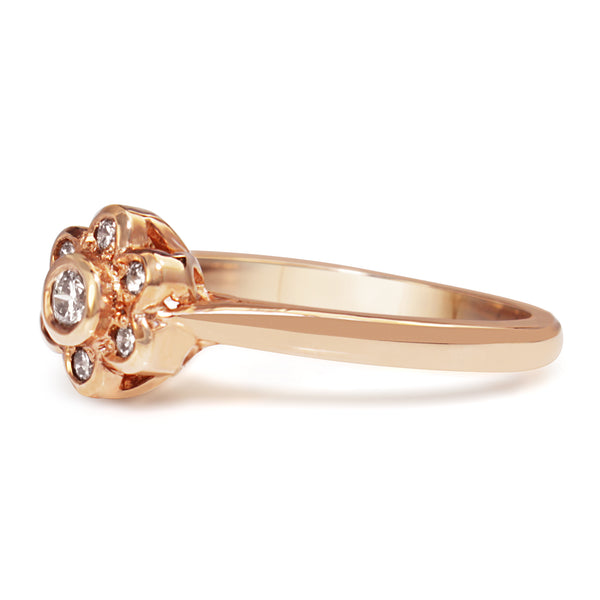 9ct Rose Gold Diamond Daisy / Flower Ring