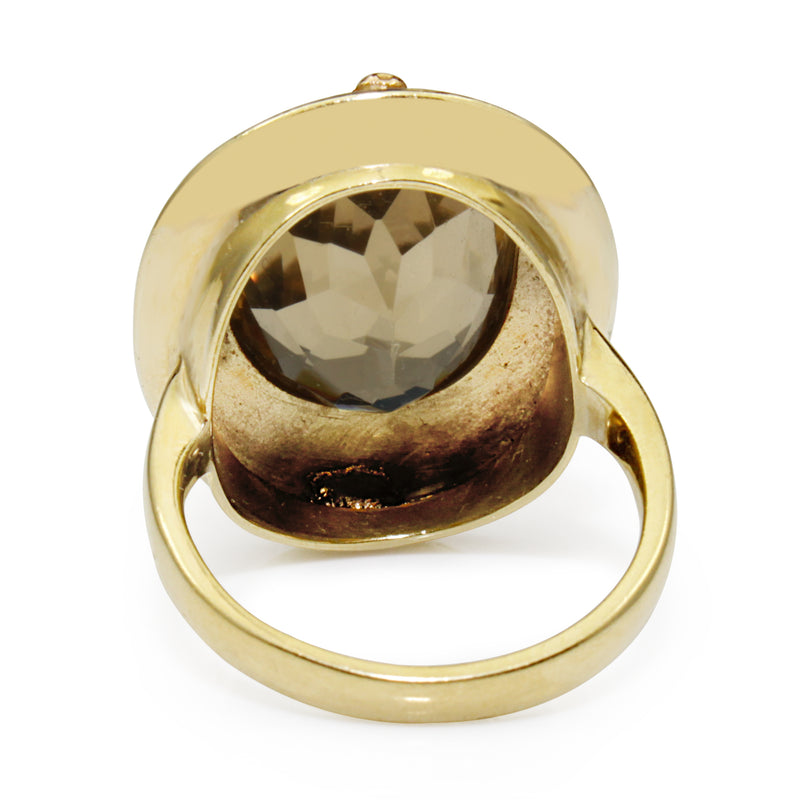 18ct Yellow Gold Antique Citrine Ring with White and Rose Gold Overlay Detail