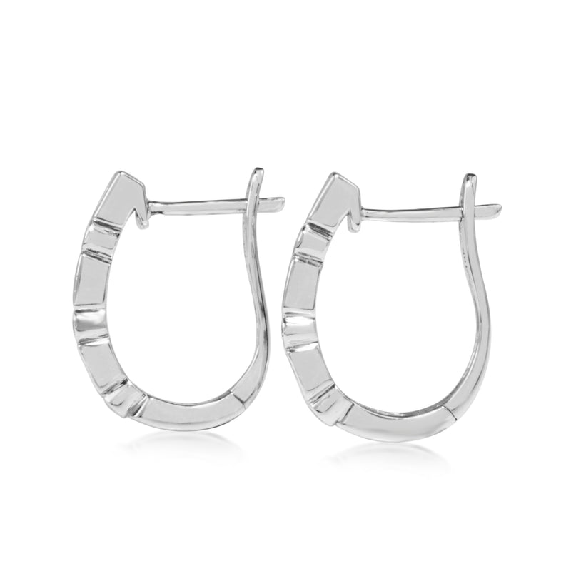18ct White Gold Deco Style Hoop Diamond Earrings