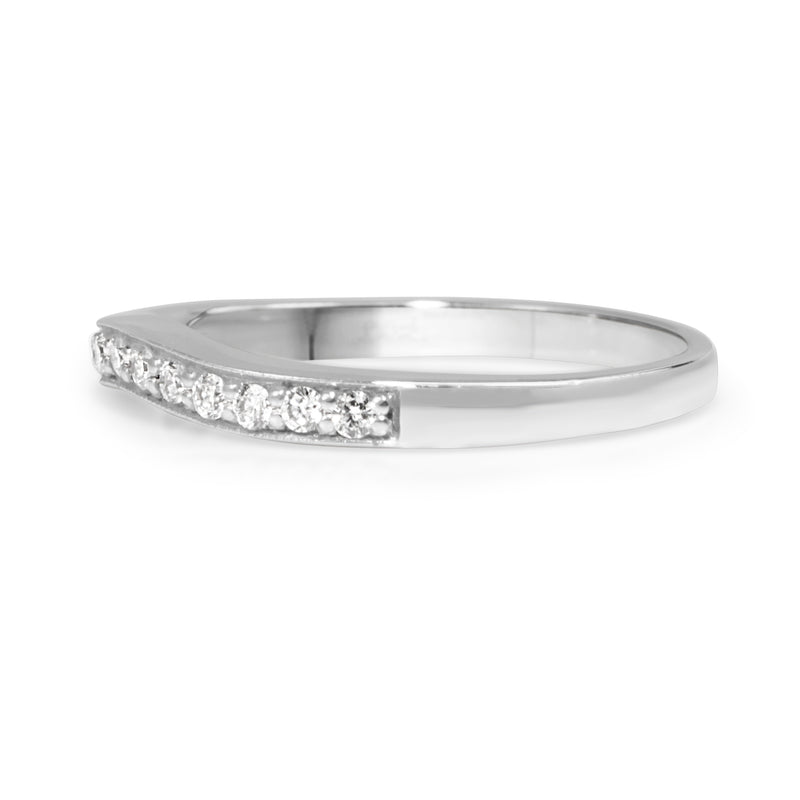 14ct White Gold Curved Diamond Half Hoop Band