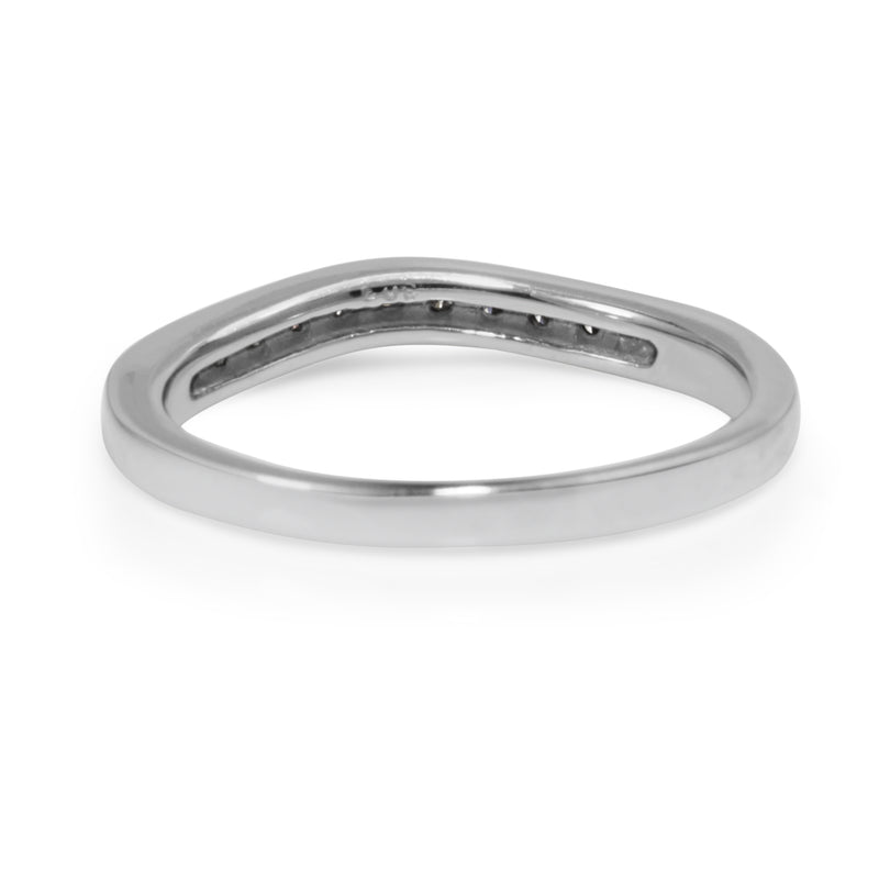 14ct White Gold Curved Diamond Half Hoop Band