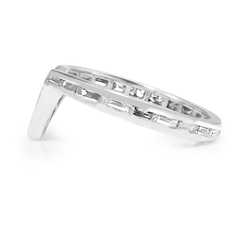 Platinum 'V Shape' All Round Baguette Diamond Band