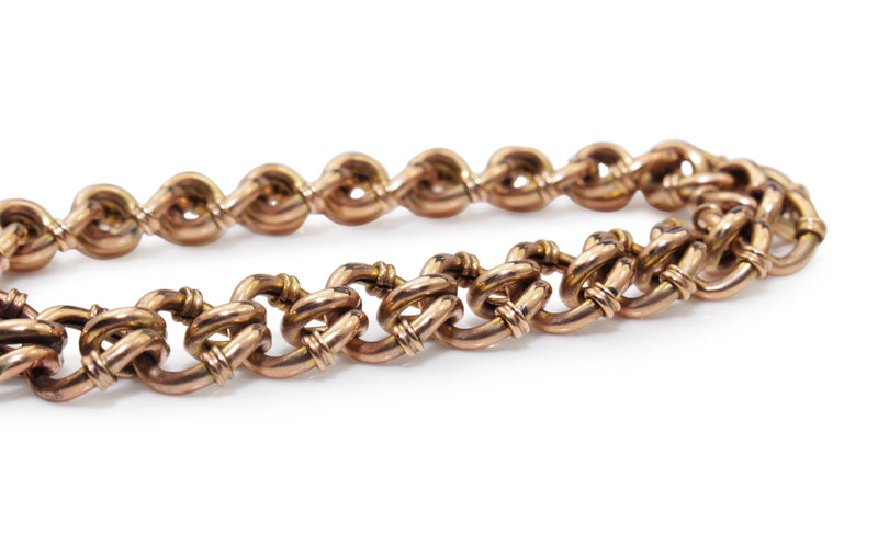 9ct Rose Gold Antique Fancy Link Bracelet with Padlock Clasp