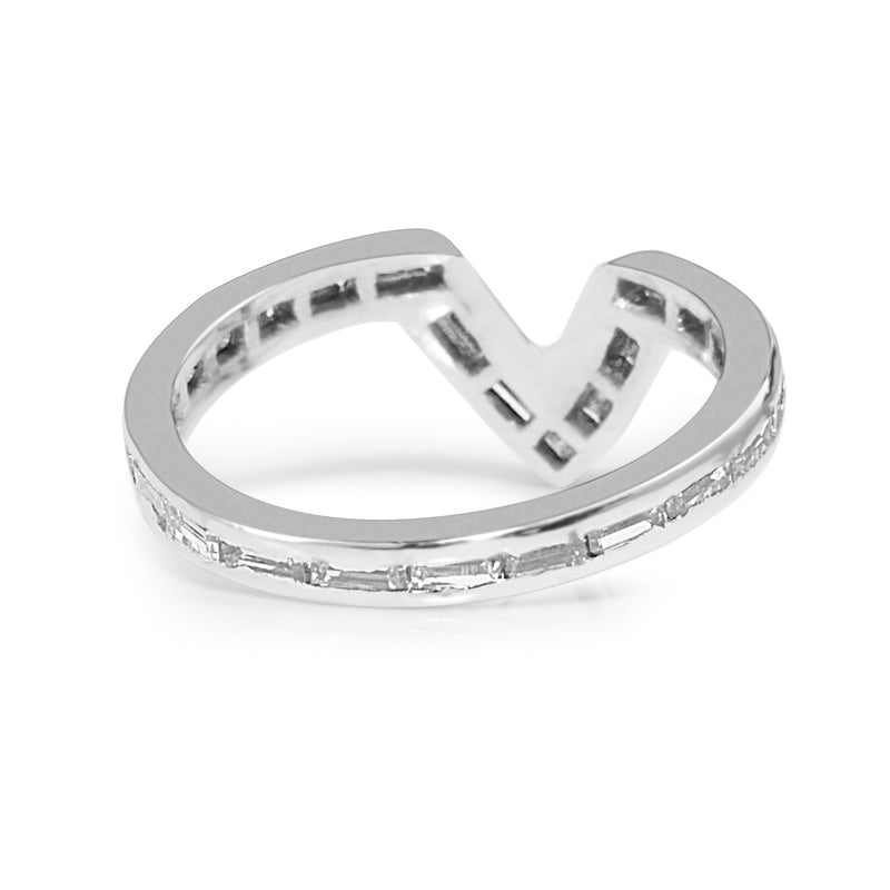 Platinum 'V Shape' All Round Baguette Diamond Band