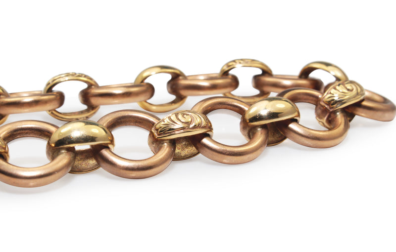 9ct Yellow and Rose Gold Open Link Bracelet with Bolt Clasp