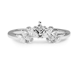 18ct White Gold 'Tiara' Curved Marquise and Princess Cut Diamond Band