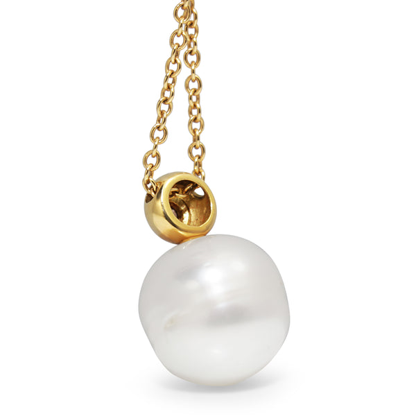 18ct Yellow Gold 12mm South Sea Pearl and Diamond Necklace