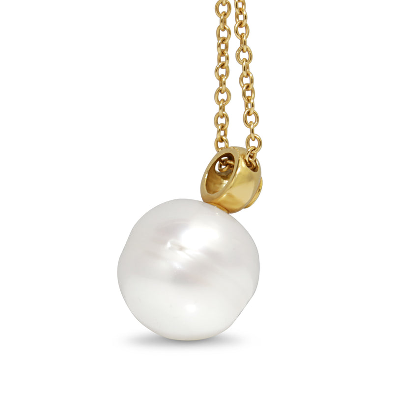 18ct Yellow Gold 12mm South Sea Pearl and Diamond Necklace