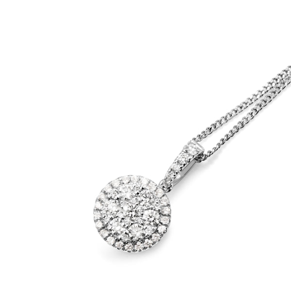 18ct White Gold Diamond Cluster Pendant