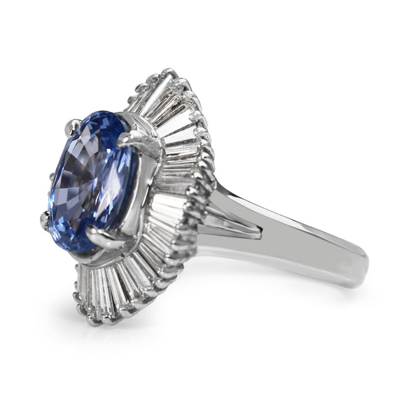 Platinum Sapphire and Diamond Ballerina Ring