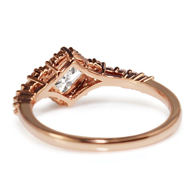 18ct Rose Gold Princess Cut Diamond Halo Ring