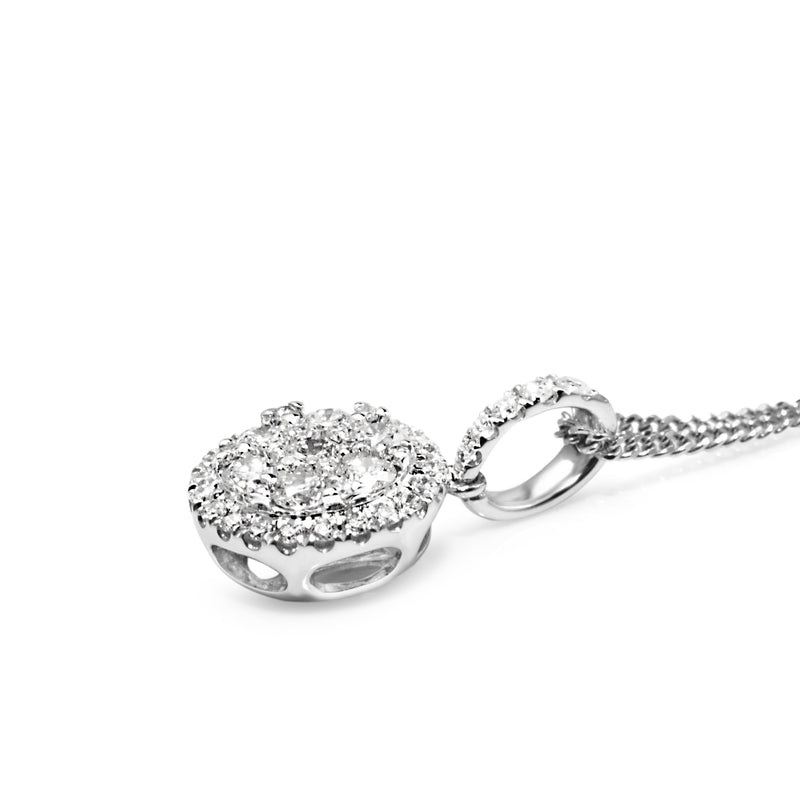 18ct White Gold Diamond Cluster Pendant