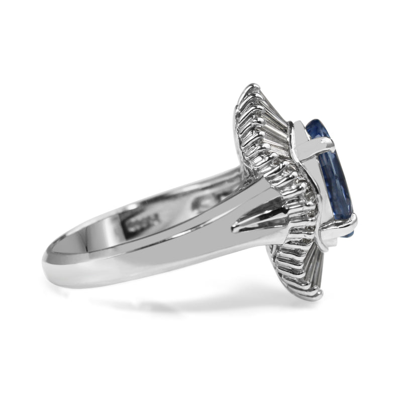 Platinum Sapphire and Diamond Ballerina Ring