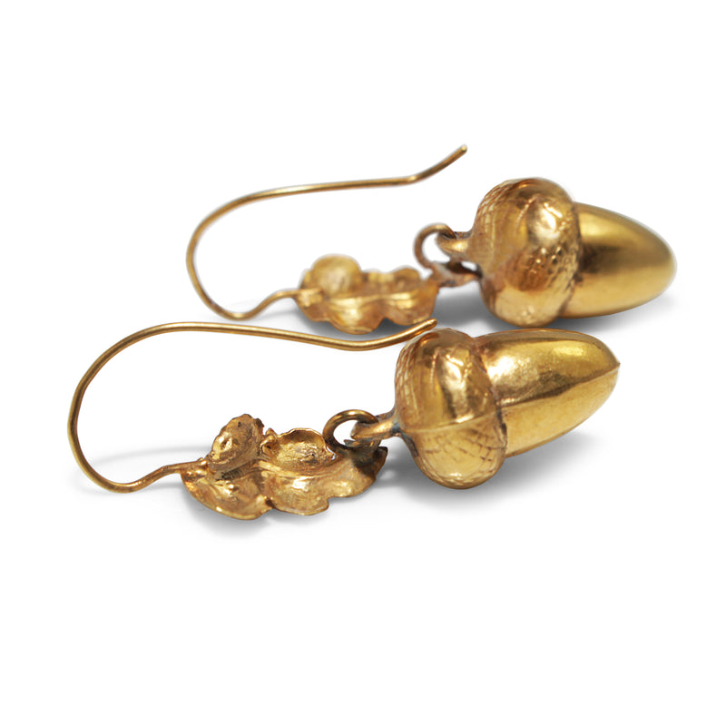 9ct Yellow Gold Victorian Acorn Earrings