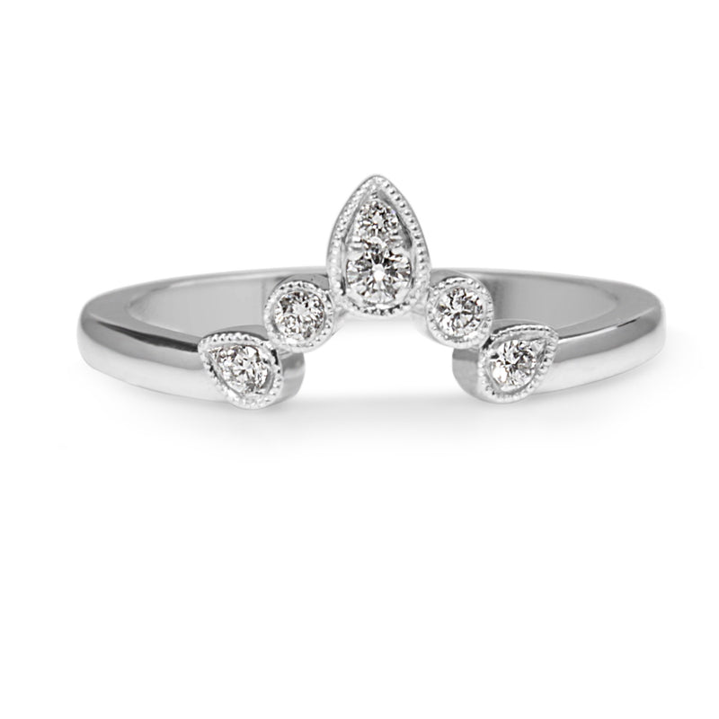 18ct White Gold 'Tiara' Style Curved Diamond Band