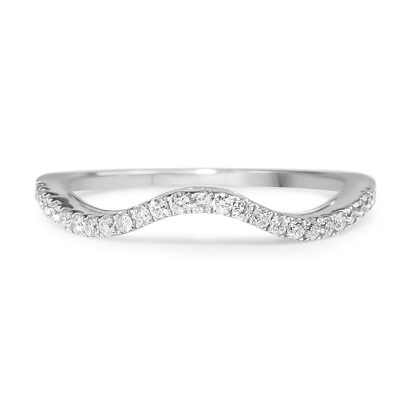 18ct White Gold Curved Diamond Half Hoop Band