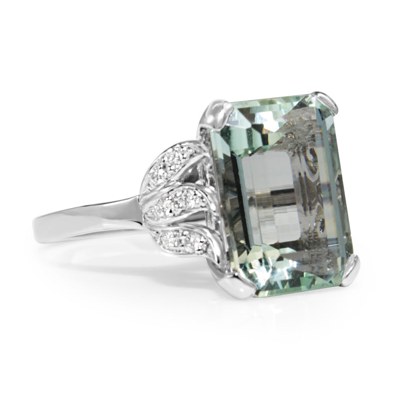 Platinum Vintage Aquamarine and Diamond Ring