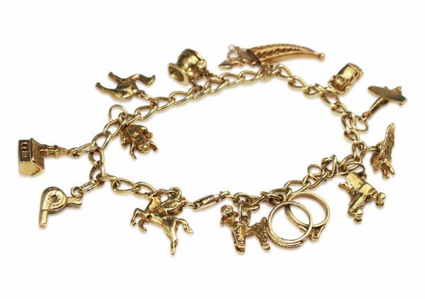 18ct Yellow Gold Vintage Charm Bracelet