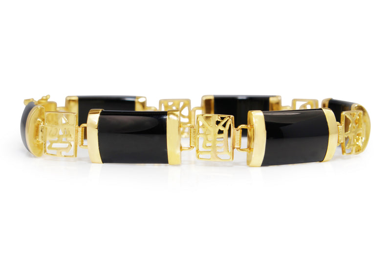 14ct Yellow Gold Black Jade Bracelet