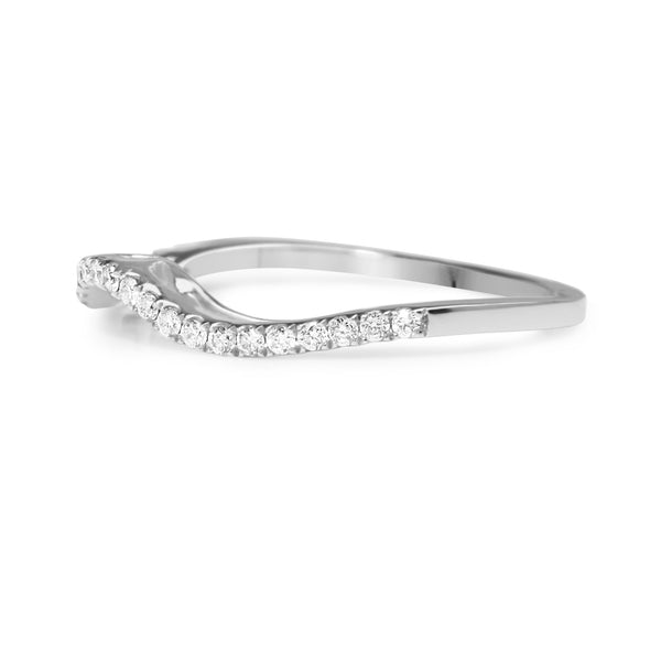 18ct White Gold Curved Diamond Half Hoop Band