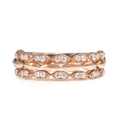 9ct Rose Gold 3 Row Diamond Band