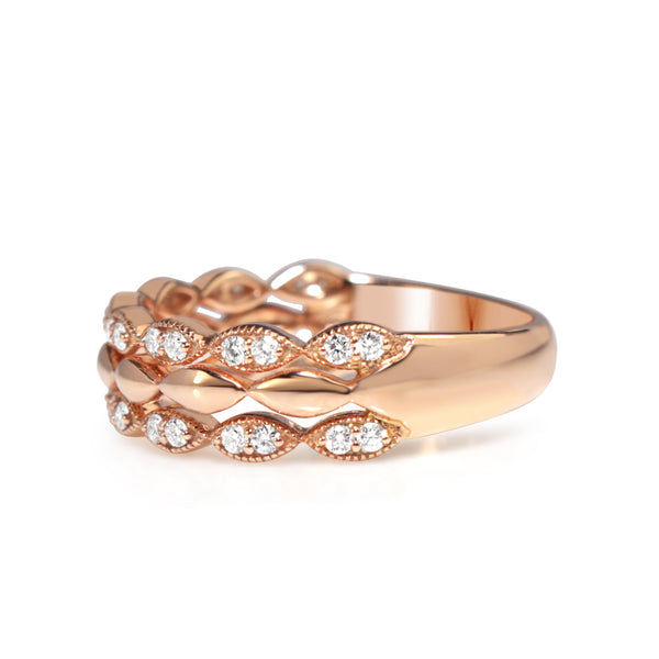 9ct Rose Gold 3 Row Diamond Band