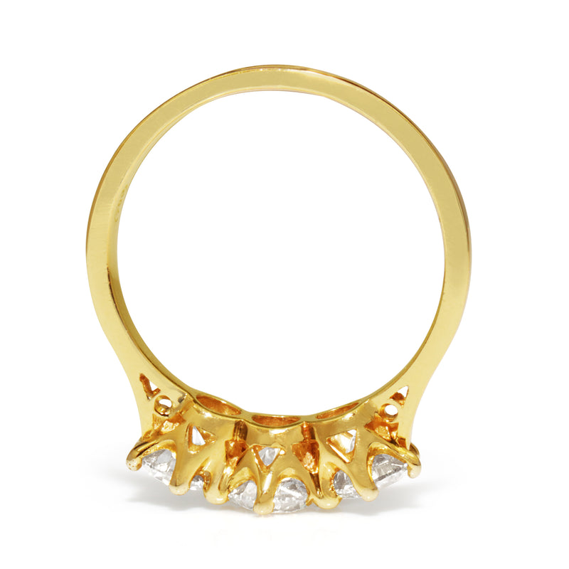 18ct Yellow Gold 3 Stone Antique Style Diamond Ring
